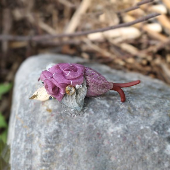 Handmade Purple Rose Flower Banana Hair Barrettes - Picture 3 of 5